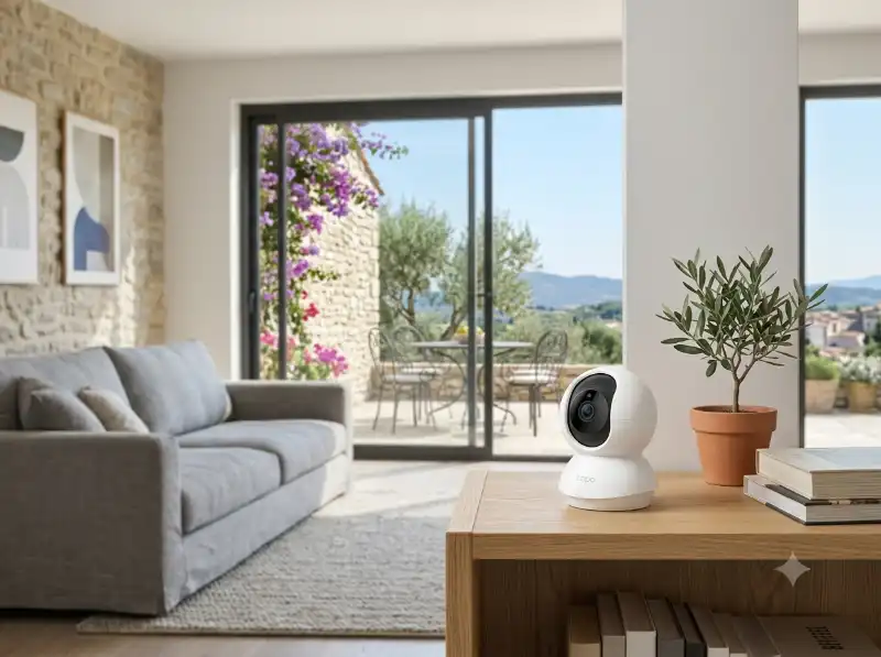 Cam&eacute;ra d'int&eacute;rieur TP-Link Tapo dans un salon &agrave; Mont&eacute;limar