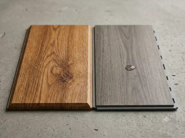 Comparatif visuel entre parquet stratifi&eacute; et sol vinyle PVC clipsable