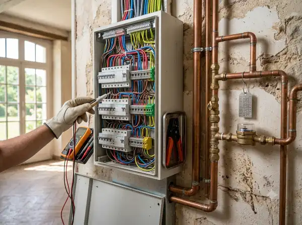Inspection technique d'un tableau electrique et de la plomberie avant achat