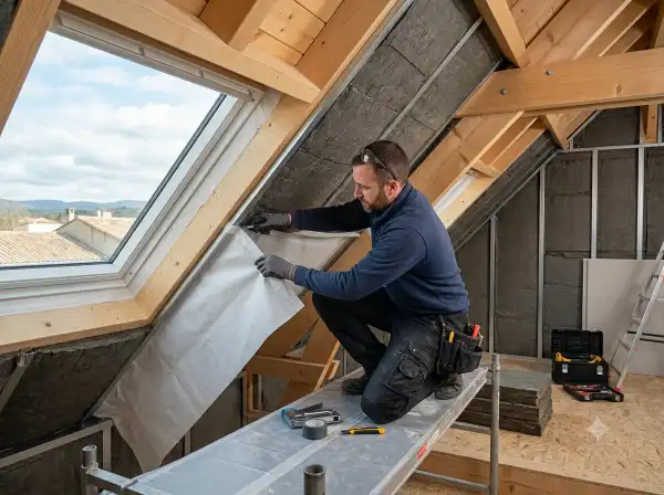 Pose d'isolation thermique sous toiture et syst&egrave;me de ventilation &agrave; Mont&eacute;limar