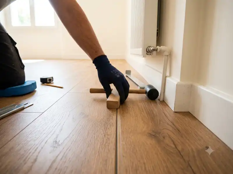 Pose de rev&ecirc;tement de sol moderne dans une chambre &agrave; Mont&eacute;limar