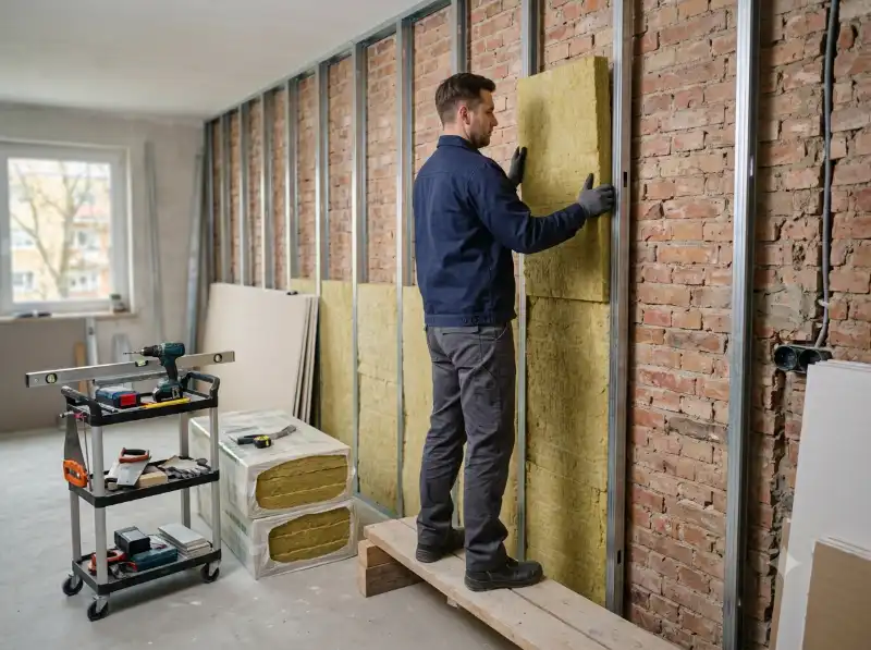 Pose d'isolation thermique et ossature m&eacute;tallique dans un appartement &agrave; Mont&eacute;limar