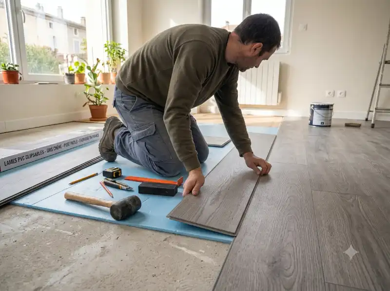 Lames PVC clipsables pos&eacute;es &agrave; moindre co&ucirc;t dans une maison &agrave; Mont&eacute;limar