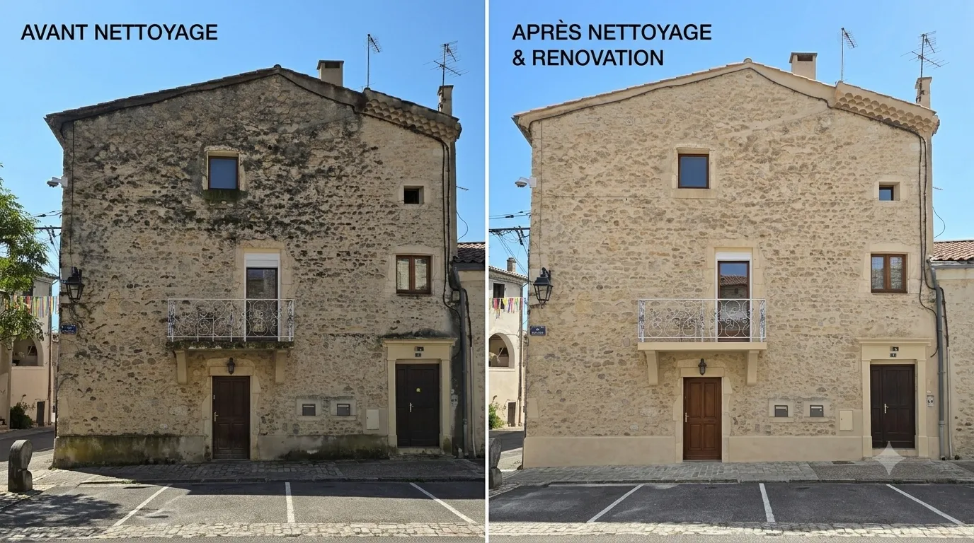 Nettoyage de façade à Montélimar : Redonnez de l'éclat à votre maison (Avant / Après)