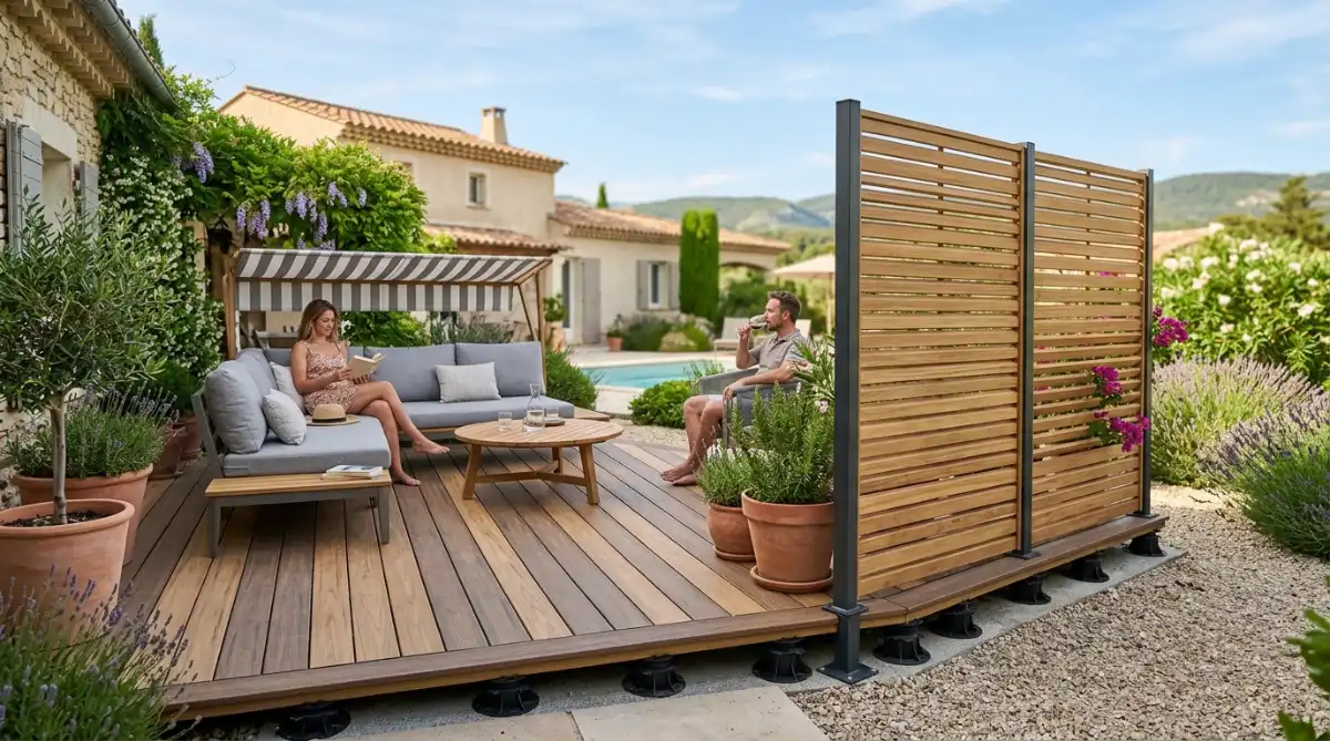 Terrasse autoportée et claustra en composite ou bois à Montélimar : le guide technique