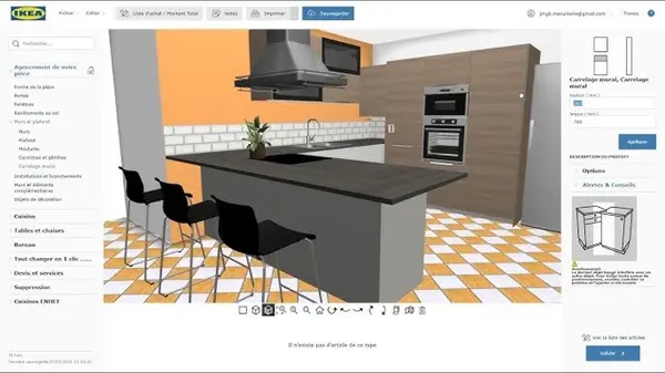 Planification de cuisine sur plan 3D IKEA par IMMOPRESTA