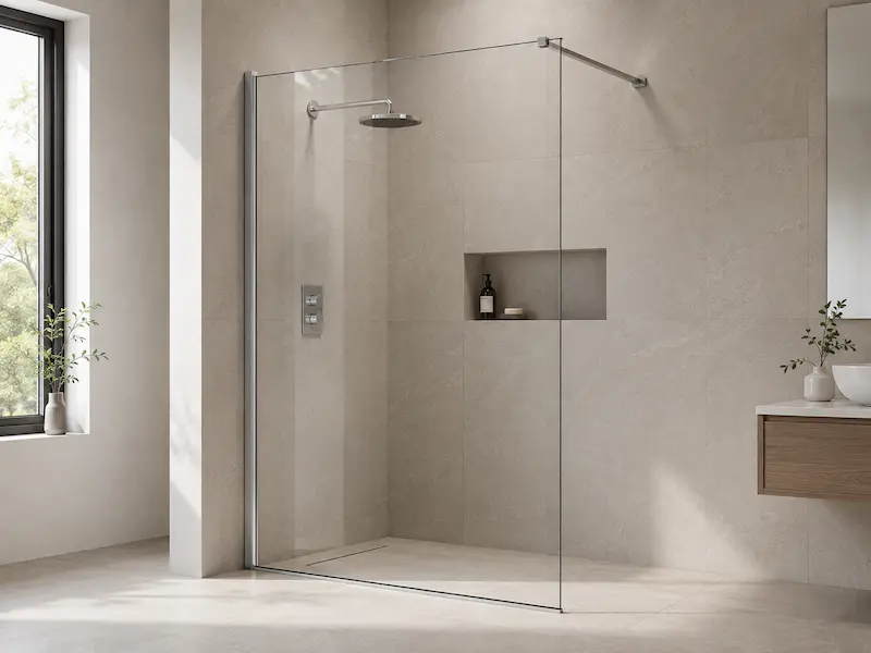 Paroi de douche italienne avec profilé chromé brillant